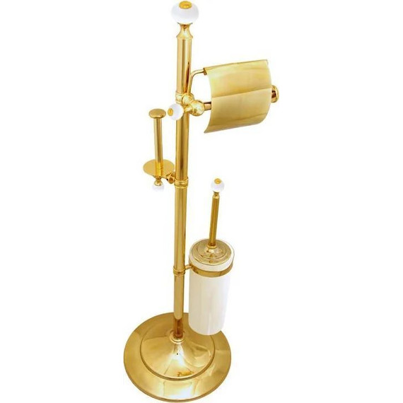 Стойка с держателем и ёршиком Boheme Hermitage 10368, золото, Цвет производителя: золото - фото 