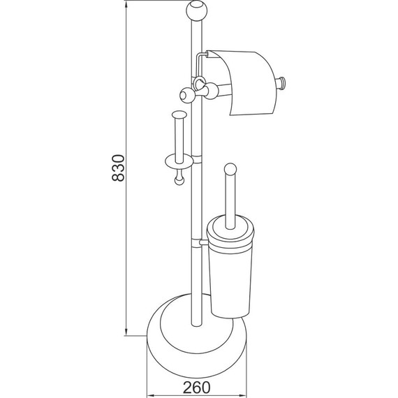 Стойка с держателем и ёршиком Boheme Hermitage 10368, золото, Цвет производителя: золото - фото 2