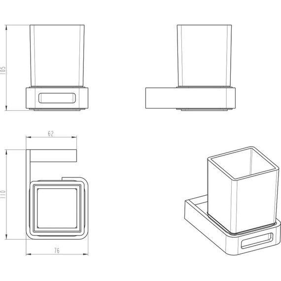 Стакан для зубных щеток Boheme Q 10944-GM, gun metal, Цвет производителя: gun metal - фото 2