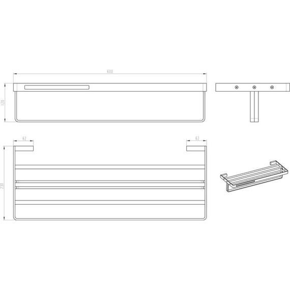 Полка для полотенец Boheme Q 10947-MG, matt gold, Цвет производителя: matt gold - фото 2