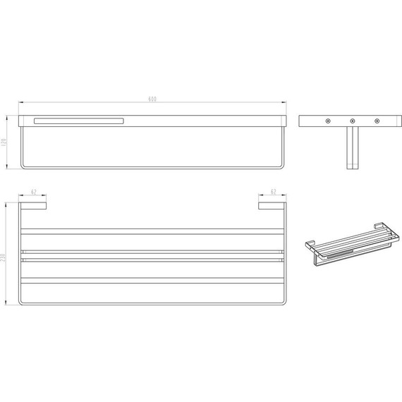 Полка для полотенец Boheme Q 10947-CR-B, black chrome, Цвет производителя: black chrome - фото 2
