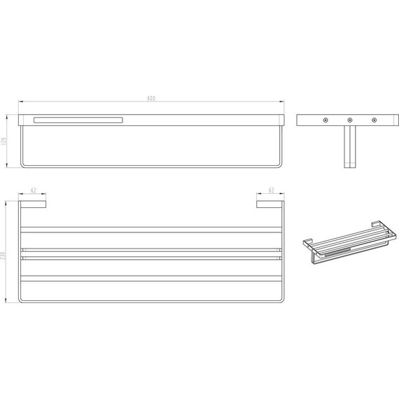 Полка для полотенец Boheme Q 10947-GM, gun metal, Цвет производителя: gun metal - фото 2