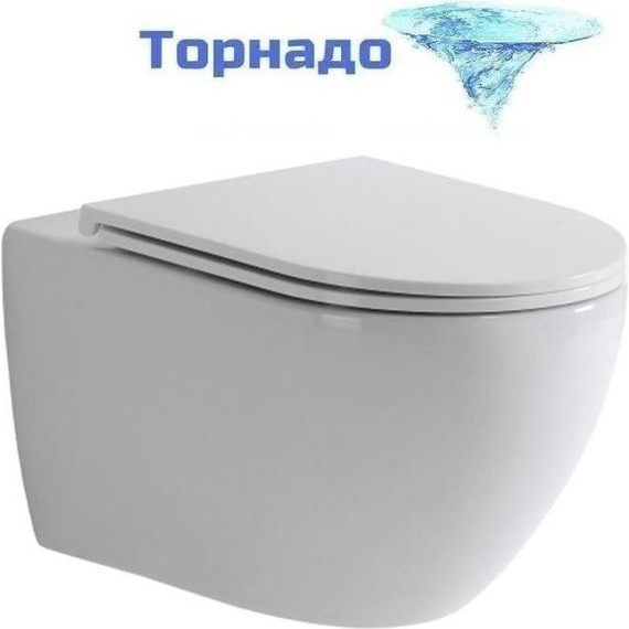 Унитаз подвесной безободковый Tece Spring 9700998 с тонкой крышкой микролифт (система смыва торнадо) - фото 