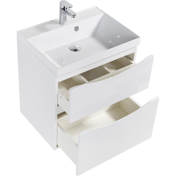 Тумба подвесная с раковиной BelBagno MARINO-H60-700-2C-SO-BL-P 70 см, Bianco Lucido - фото 5