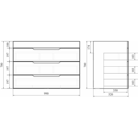 Тумба напольная с раковиной Mirsant Soho Quadro 100 см, белый - фото 6