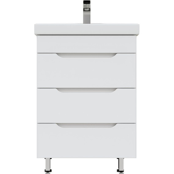 Тумба напольная с раковиной Mirsant Soho quadro 60/2 см с доводчиком, белый - фото 3