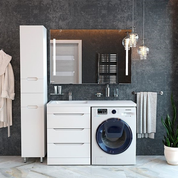 Тумба напольная с раковиной Mirsant Soho quadro 120 см L (раковина Fly2), белый - фото 9