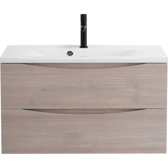 Тумба подвесная с раковиной BelBagno MARINO-1000-2C-SO-RG-P 100 см, Rovere Grigio - фото 