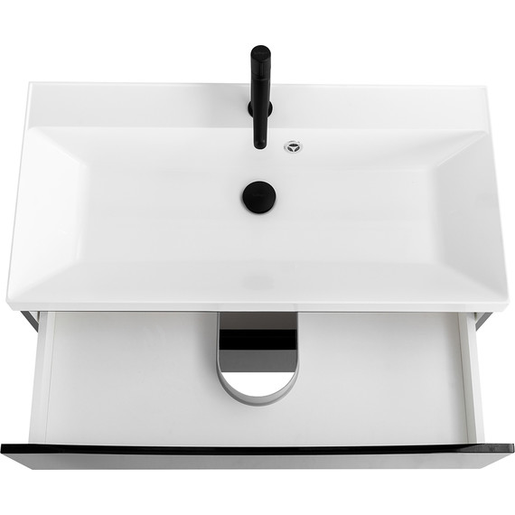 Тумба подвесная с раковиной BelBagno MARINO-800-2C-SO-NL-P 80 см, Nero Lucido - фото 4