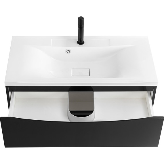 Тумба подвесная с раковиной BelBagno MARINO-1000-2C-SO-NL-P 100 см, Nero Lucido - фото 7