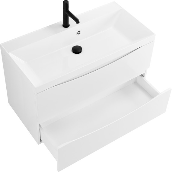 Тумба подвесная с раковиной BelBagno MARINO-900-2C-SO-BL-P 90 см, Bianco Lucido - фото 3