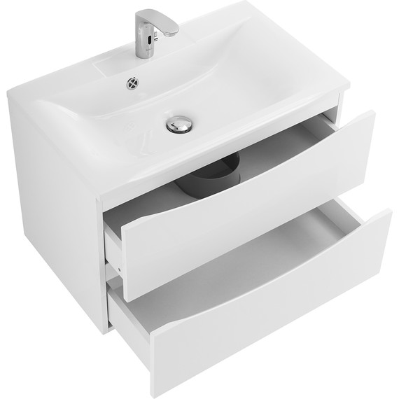 Тумба подвесная с раковиной BelBagno MARINO-750-2C-SO-BL-P 75 см, Bianco Lucido - фото 6