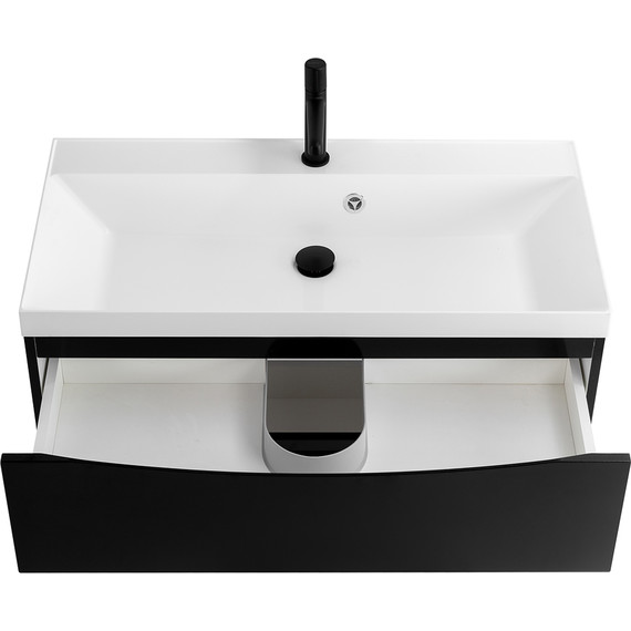 Тумба подвесная с раковиной BelBagno MARINO-800-2C-SO-NL-P 80 см, Nero Lucido - фото 8