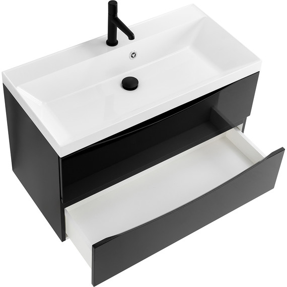 Тумба подвесная с раковиной BelBagno MARINO-800-2C-SO-NL-P 80 см, Nero Lucido - фото 3