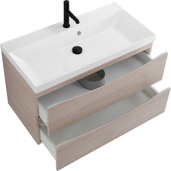 Тумба подвесная с раковиной BelBagno MARINO-800-2C-SO-RG-P 80 см, Rovere Grigio - фото 5