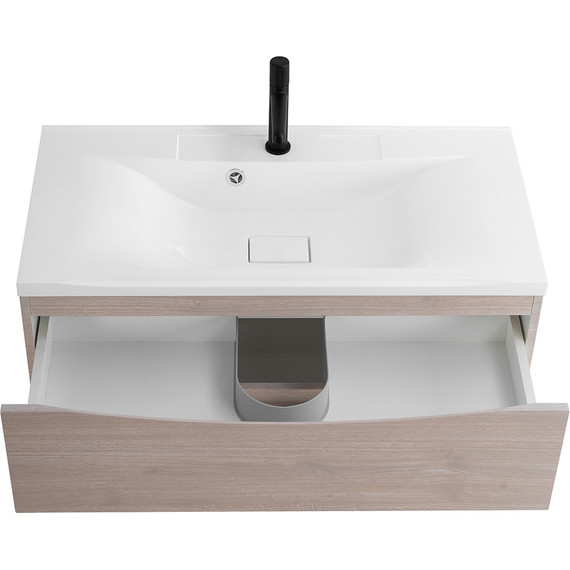 Тумба подвесная с раковиной BelBagno MARINO-1000-2C-SO-RG-P 100 см, Rovere Grigio - фото 7