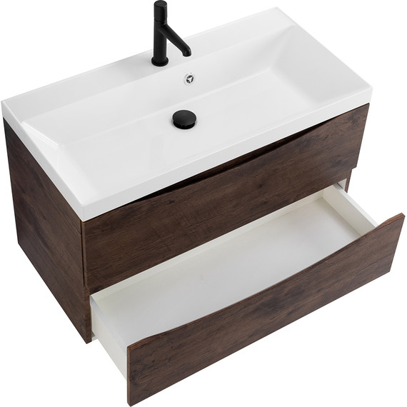 Тумба подвесная с раковиной BelBagno MARINO-800-2C-SO-RW-P 80 см, Rovere Moro - фото 3