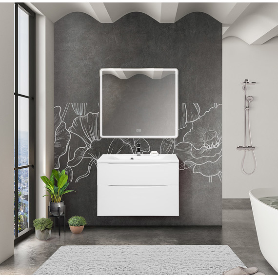 Тумба подвесная с раковиной BelBagno MARINO-H60-800-2C-SO-BL-P 80 см, Bianco Lucido - фото 11