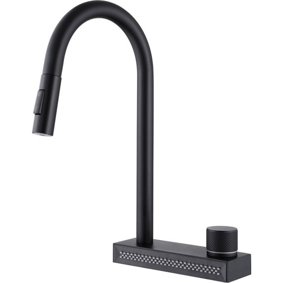 Смеситель для кухни Abber Wasser Kreis AF8114B, с подключением фильтра и выдвижной лейкой, чёрный матовый, Цвет производителя: чёрный матовый - фото 