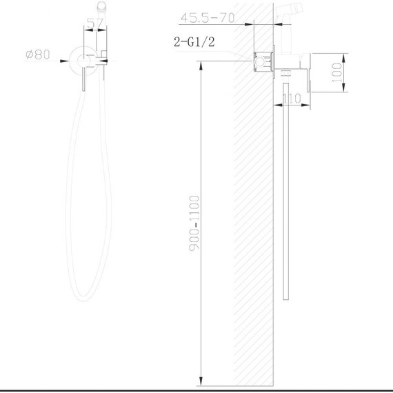 Набор для гигиенического душа Abber Wasser Kreis AF8125B, чёрный матовый - фото 4