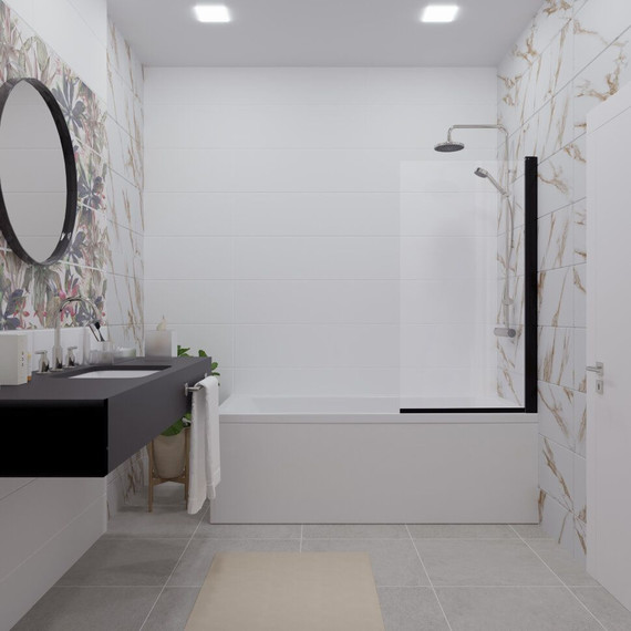 Шторка для ванны Triton Соло, чёрный/прозрачное - фото 2