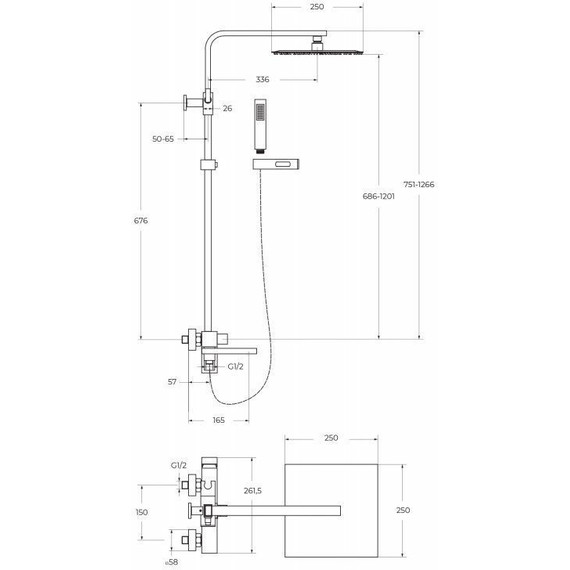 Душевая стойка BelBagno Luce LUC-VSCM-ORO, золото, Цвет производителя: золото - фото 2