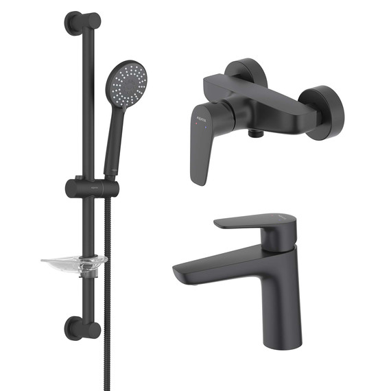 Набор смесителей 3 в 1 для душа Aquatek Бетта AQ1131MB, чёрный матовый, Цвет производителя: чёрный матовый - фото 