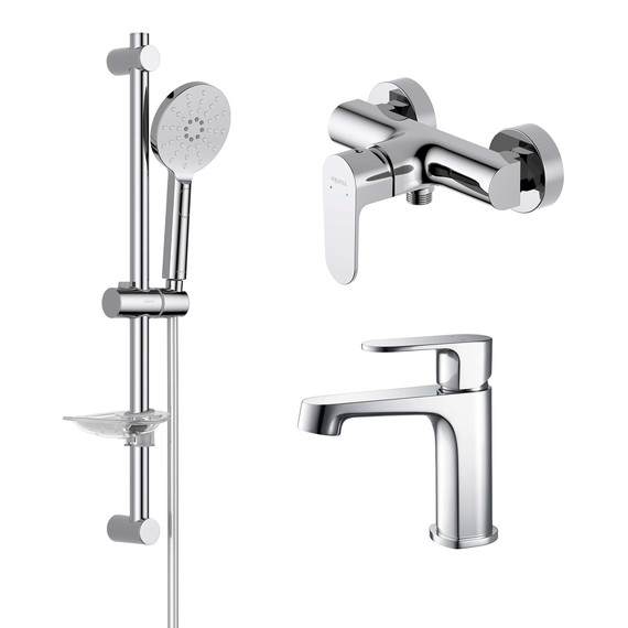 Набор смесителей 3 в 1 для душа Aquatek Оберон AQ1231CR, Цвет производителя: хром - фото 