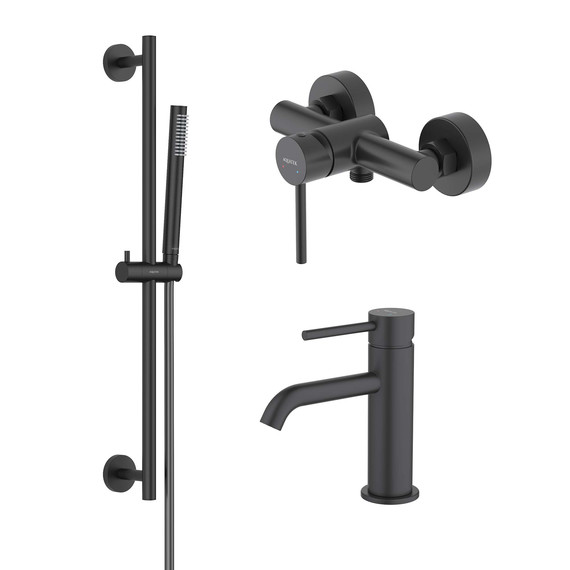 Набор смесителей 3 в 1 для душа Aquatek Европа AQ1331MB, чёрный матовый, Цвет производителя: чёрный матовый - фото 