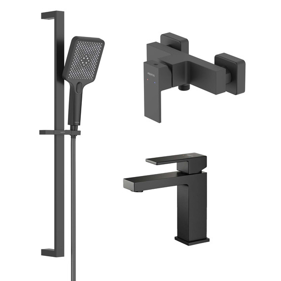 Набор смесителей 3 в 1 для душа Aquatek Либра AQ1631MB, чёрный матовый, Цвет производителя: чёрный матовый - фото 