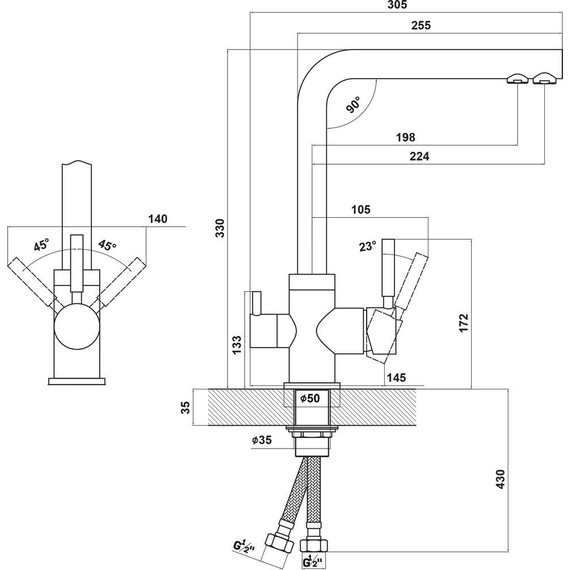 Смеситель для кухни Florentina Арес FL 333.19H.2123.501, нуар, Цвет производителя: нуар - фото 4