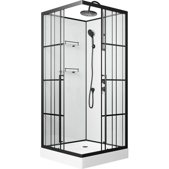 Душевая кабина Niagara Standart 100x100 см R ST100/15QR/KL/BKT, чёрный/прозрачное - фото 