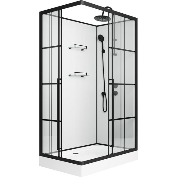 Душевая кабина Niagara Standart 120x80 см R ST120/80/15QR/KL/BKT, чёрный/прозрачное - фото 